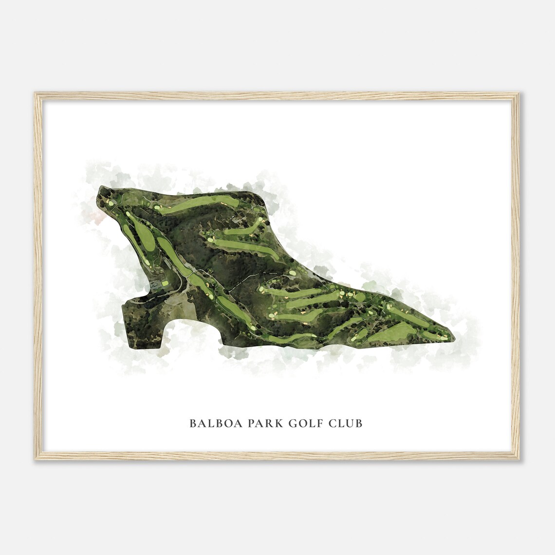 Balboa Park Golf Club Classic Full Color Watercolor Course Map Poster