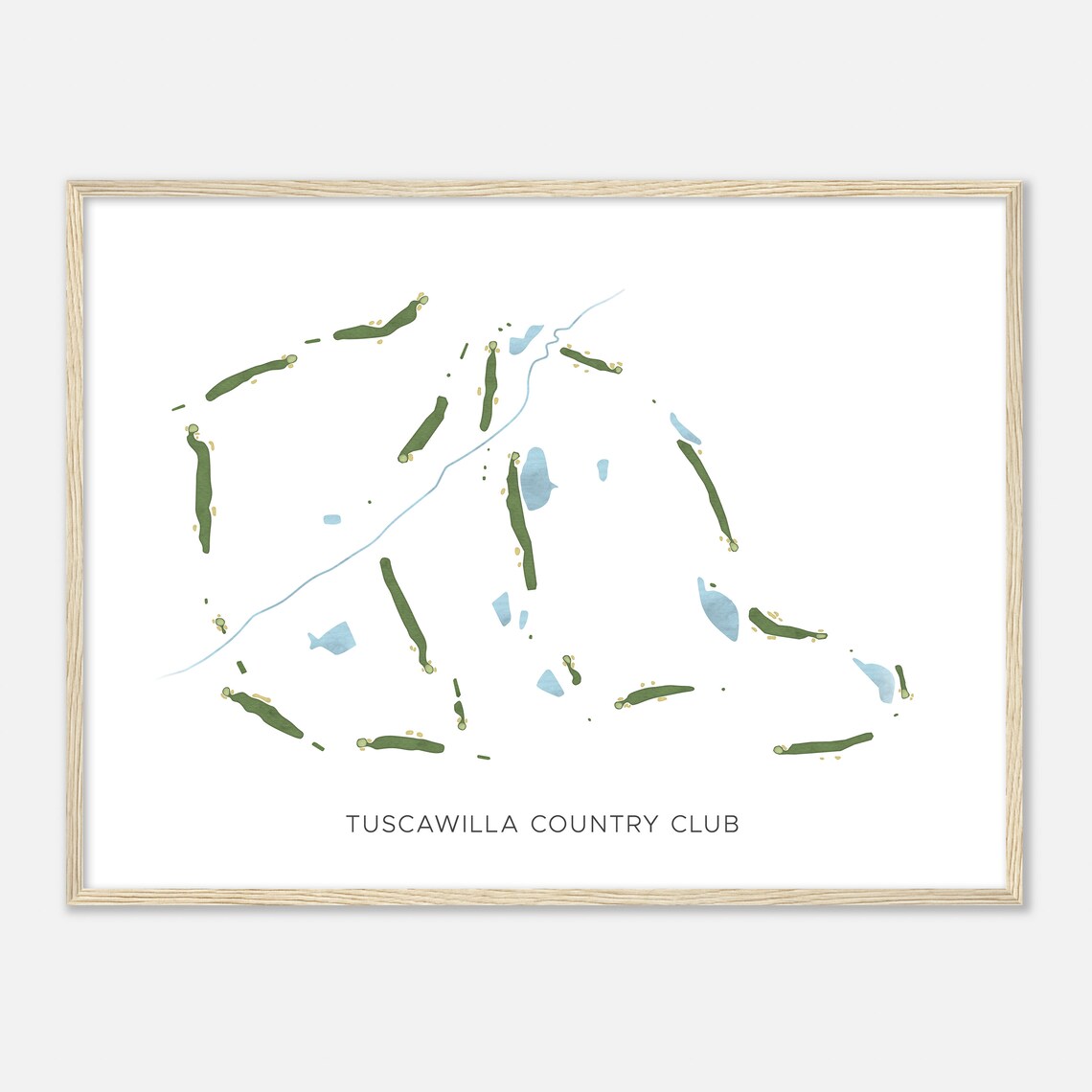 Tuscawilla Country Club Florida Modern Watercolor Golf Map Poster
