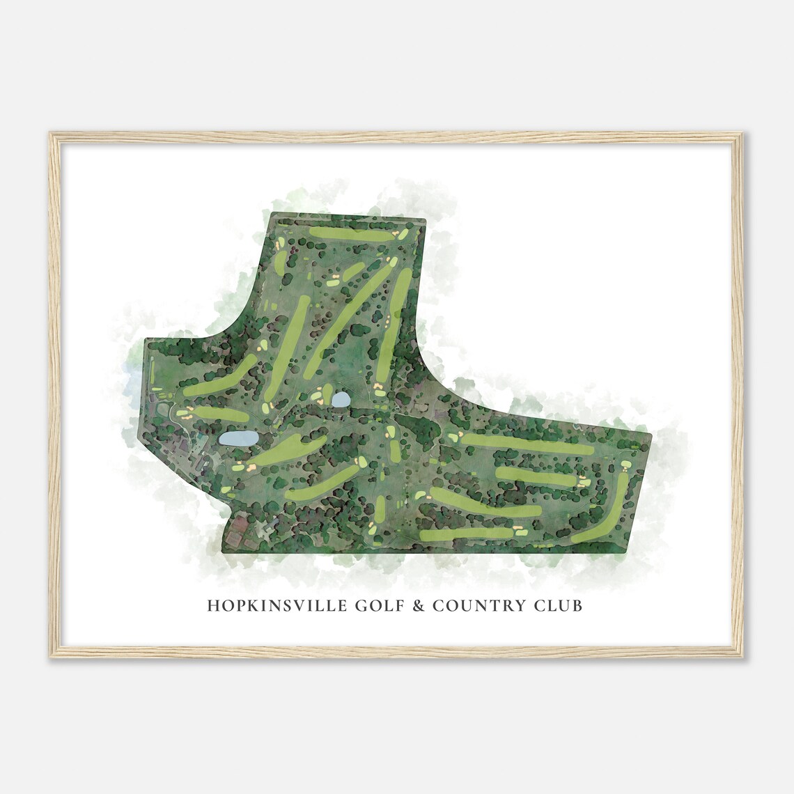 Hopkinsville Golf & Country Club Kentucky Classic Watercolor Map Golf Poster - Image 2
