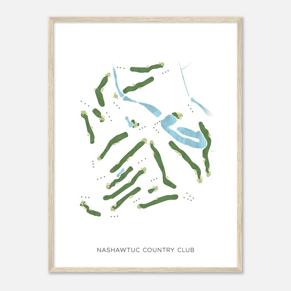 Nashawtuc Country Club Massachusetts Modern Watercolor Map Golfer Gift Golf Wall Art Golf Poster Print Course Layout