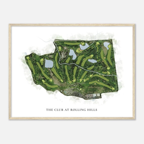 The Club At Rolling Hills Colorado Classic Watercolor Map Golfer Gift Golf Wall Art Golf Poster Print Course Layout