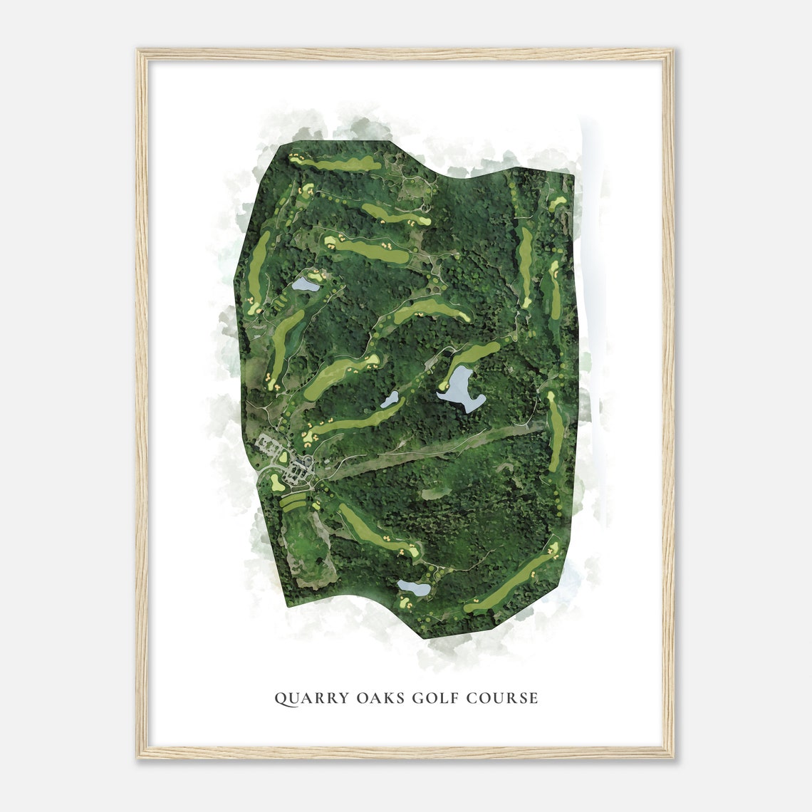 Quarry Oaks Golf Course Classic Aerial Watercolor Map Poster