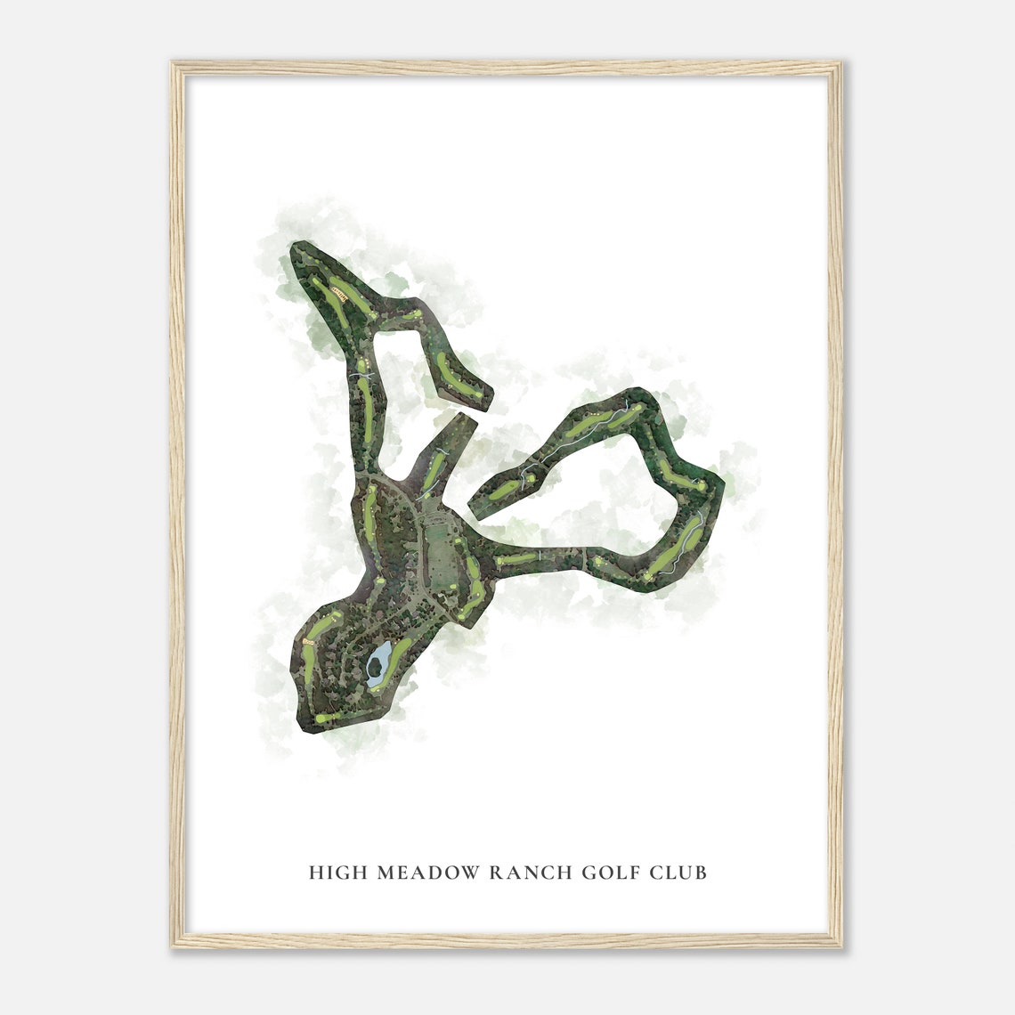 High Meadow Ranch Golf Club Texas Classic Watercolor Map Poster