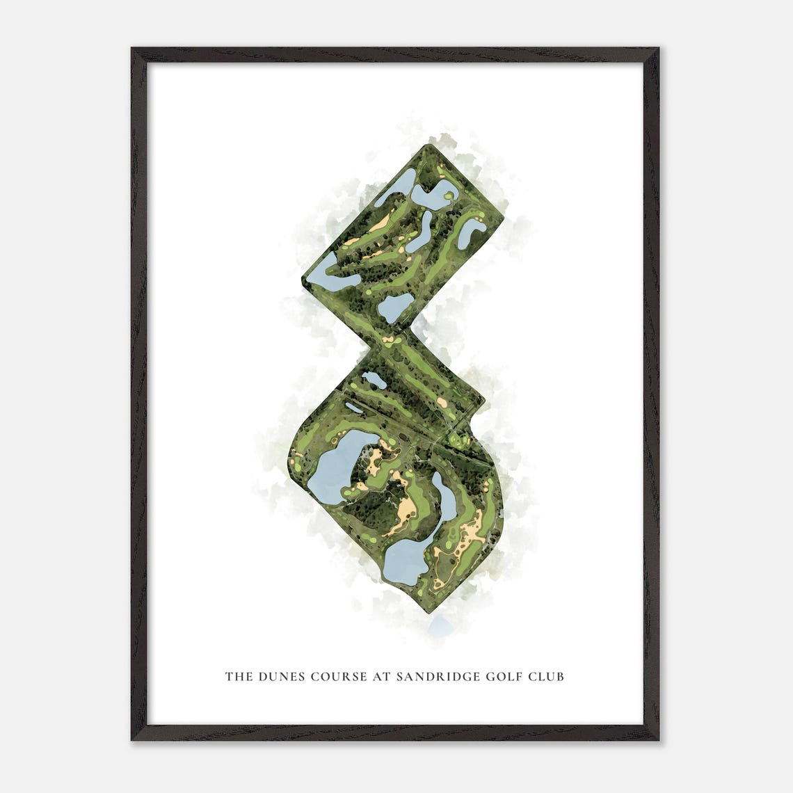 The Dunes Course Sandridge Golf Club Watercolor Map Art Poster - Image 3