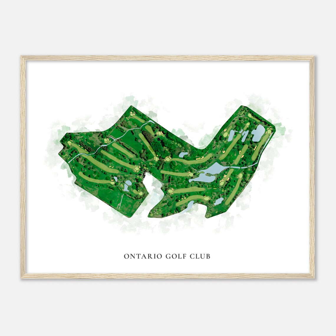 Ontario Golf Club Classic Watercolor Aerial Course Map Poster - Image 2