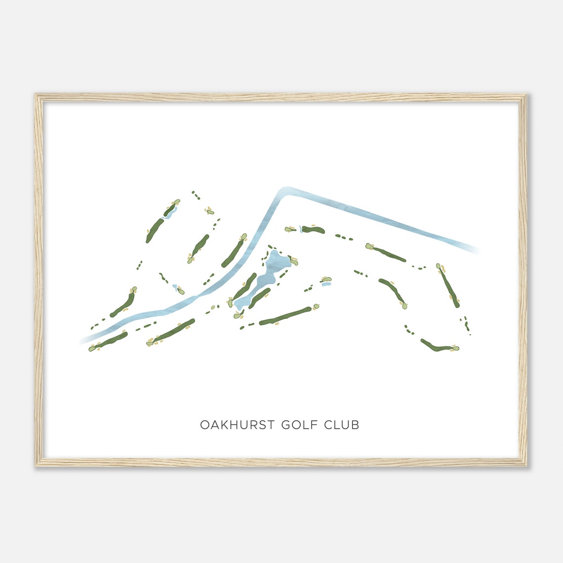 Oakhurst Golf Club Texas Modern Watercolor Golf Course Map Poster