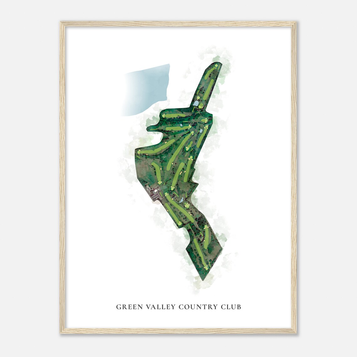 Green Valley Country Club Classic Watercolor Golf Course Map Poster - Image 2