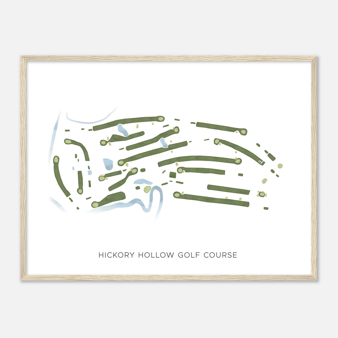 Hickory Hollow Golf Course Modern Minimalist Watercolor Map Poster - Image 2
