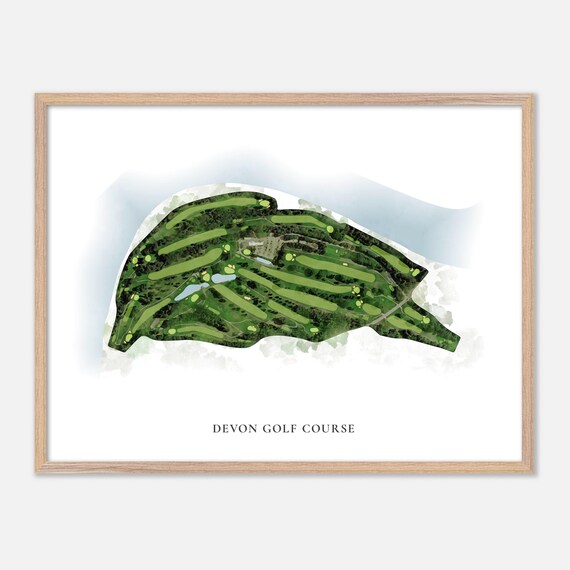 Devon Golf Course Classic Aerial Watercolor Course Map Poster