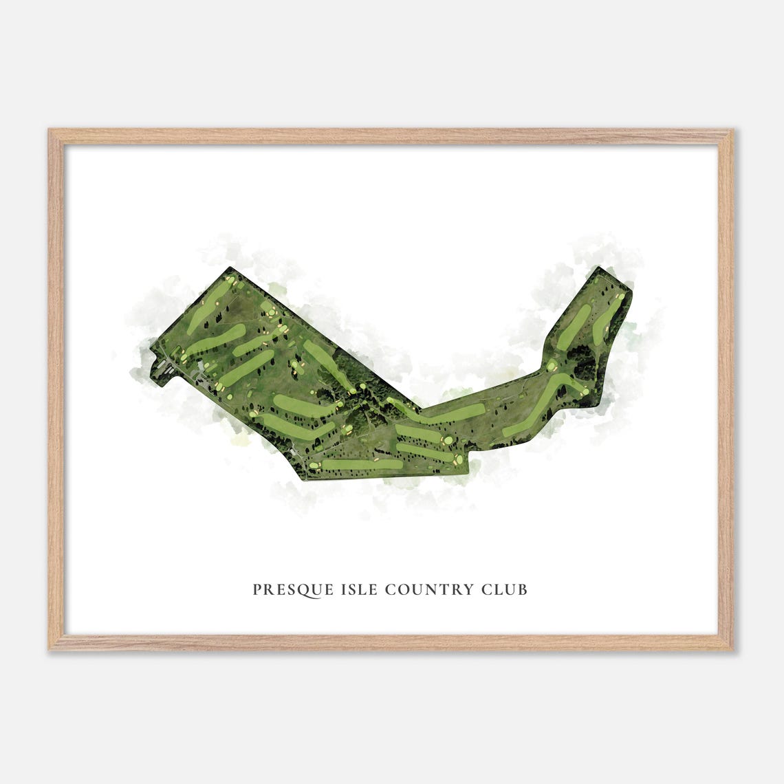 Presque Isle Country Club Watercolor Aerial Golf Course Map Poster