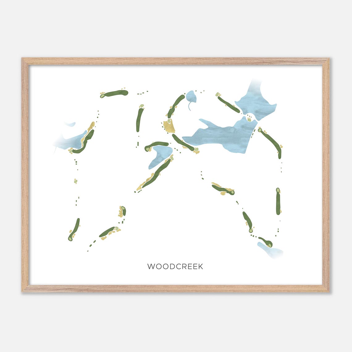 Woodcreek Watercolor Fairway Map Lakeside Layout Gift Poster
