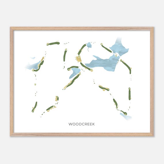 Woodcreek In South Carolina Modern Watercolor Map Golfer Gift Golf Wall Art Golf Poster Print Course Layout