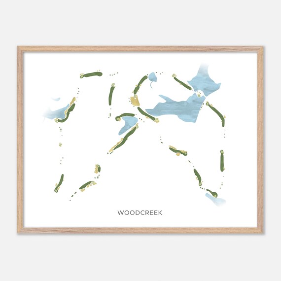 Woodcreek Watercolor Fairway Map Lakeside Layout Gift Poster