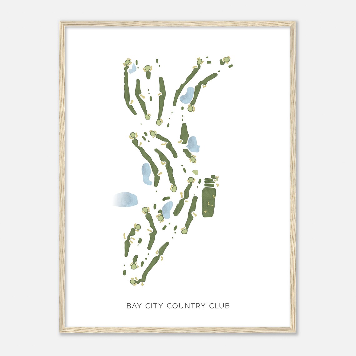 Bay City Country Club Modern Minimalist Watercolor Map Poster - Image 2