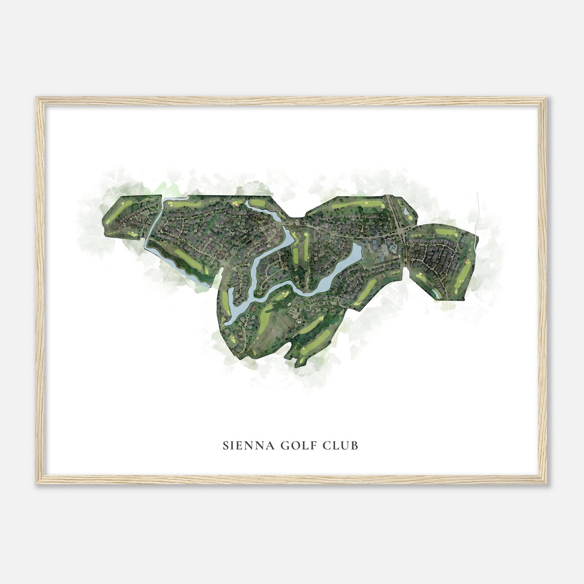 Sienna Golf Club Texas Classic Watercolor Course Layout Poster