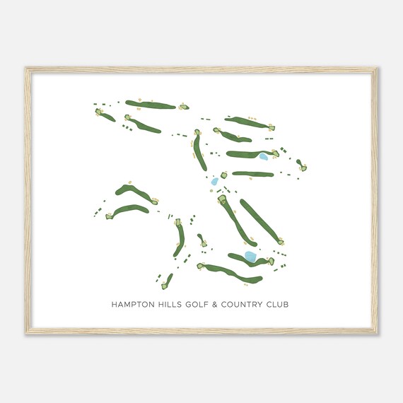 Hampton Hills Golf Country Club New York Modern Watercolor Map Golfer Gift Golf Wall Art Golf Poster Print Course Layout