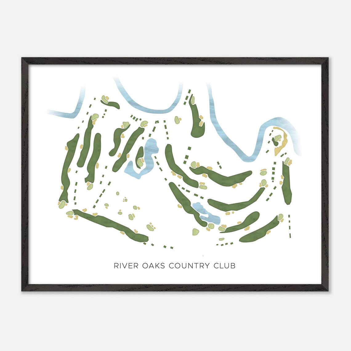 River Oaks Country Club Houston Texas Modern Watercolor Map Golf Poster - Image 5