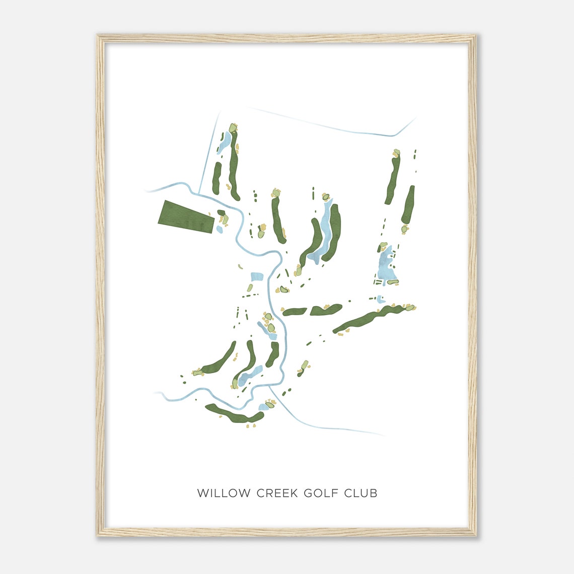 Willow Creek Golf Club Texas Modern Watercolor Course Map Poster