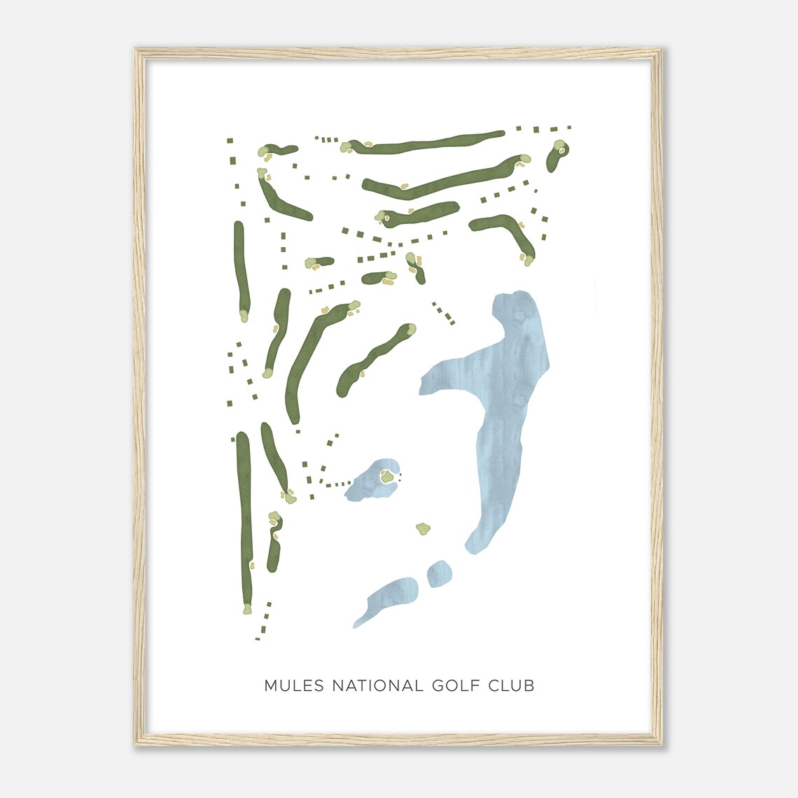 Mules National Golf Club Watercolor Golf Course Map Golfer Gift Poster