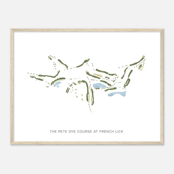 The Pete Dye Course At French Lick Indiana Modern Watercolor Map Golfer Gift Golf Wall Art Golf Poster Print Course Layout