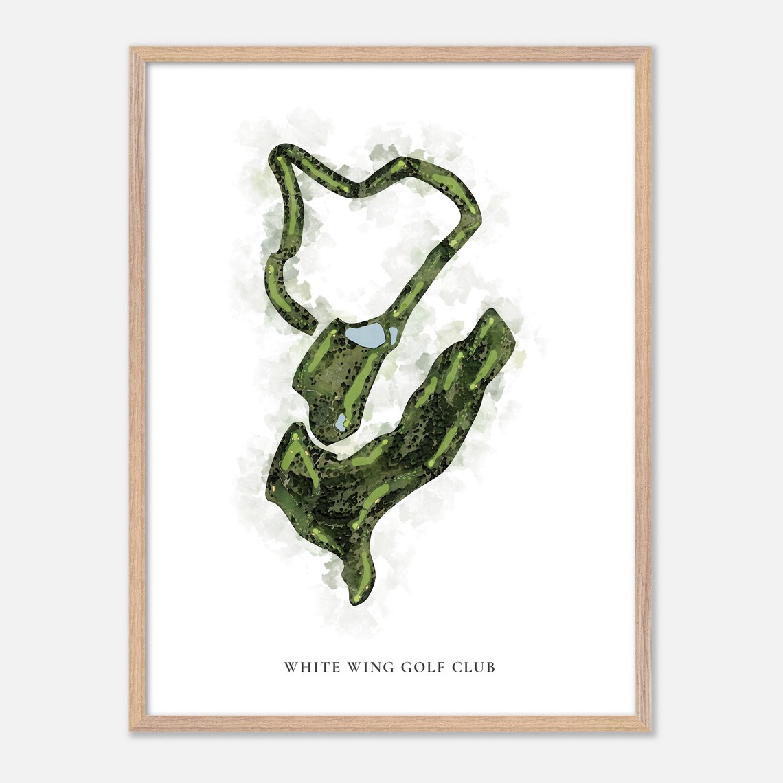 White Wing Golf Club Georgetown Texas Classic Watercolor Map Poster - Image 2