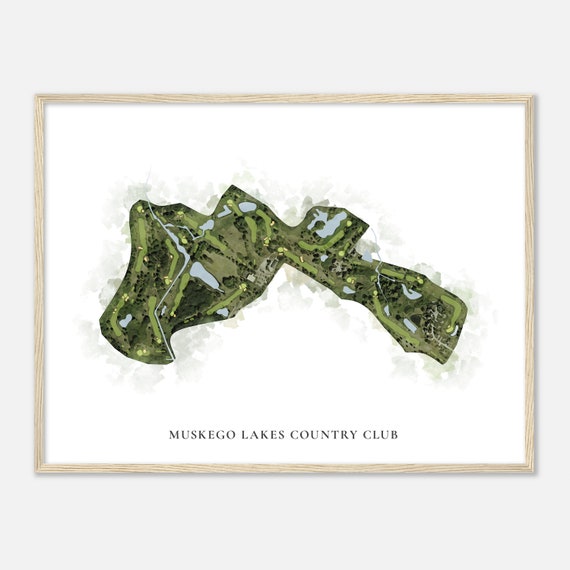 Muskego Lakes Country Club Wisconsin Classic Watercolor Map Golfer Gift Golf Wall Art Golf Poster Print Course Layout