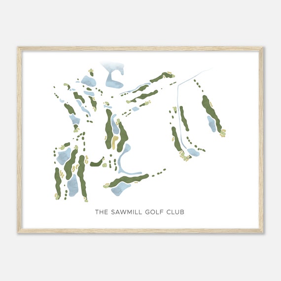 The Sawmill Golf Club Michigan Modern Watercolor Map Golfer Gift Golf Wall Art Golf Poster Print Course Layout
