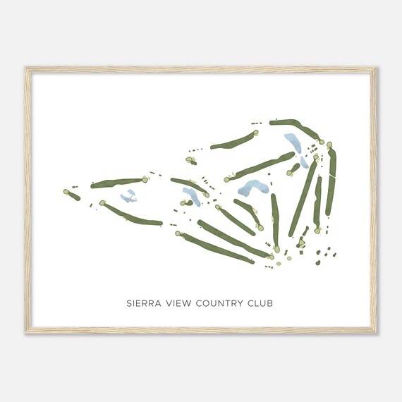 Sierra View Country Club California Modern Watercolor Map Golfer Gift Golf Wall Art Golf Poster Print Course Layout