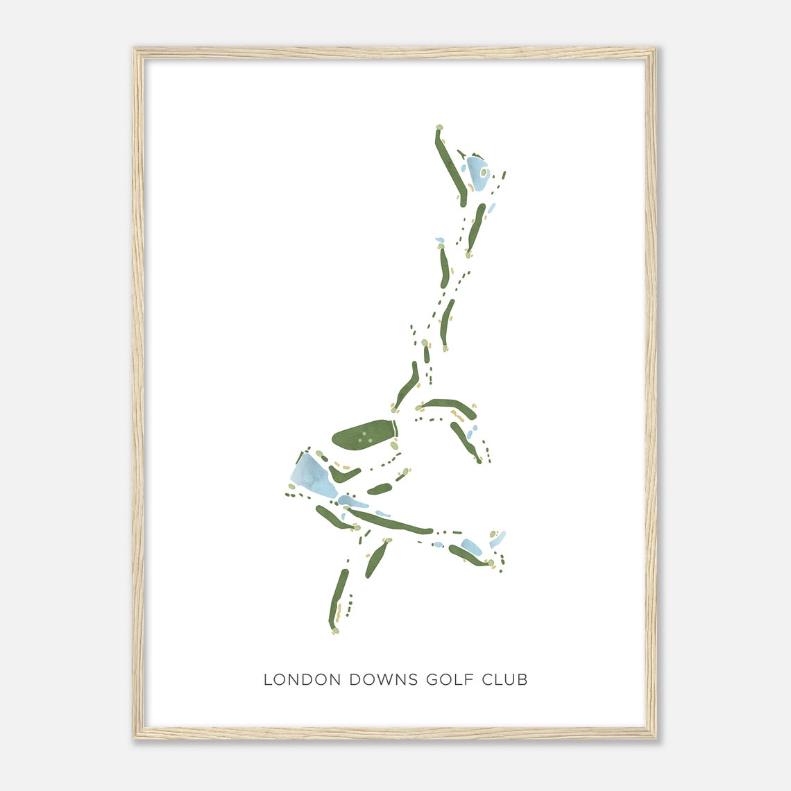 London Downs Golf Club Virginia Modern Watercolor Golf Map Poster
