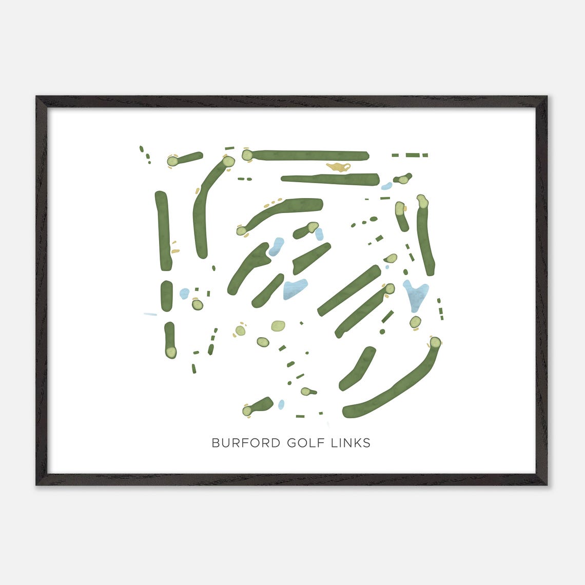 Burford Golf Links Modern Minimalist Watercolor Golf Map Poster - Image 4
