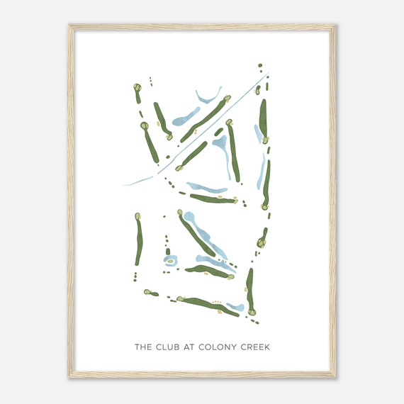 The Club At Colony Creek Texas Modern Watercolor Map Golfer Gift Golf Wall Art Golf Poster Print Course Layout