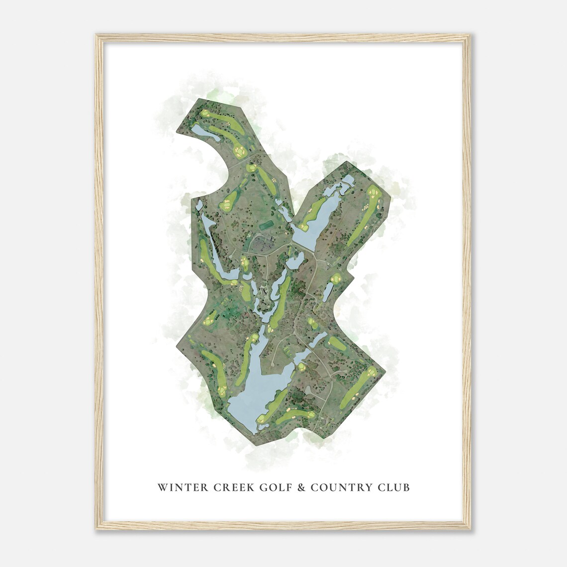 Winter Creek Golf Country Club Classic Watercolor Map Poster - Image 2