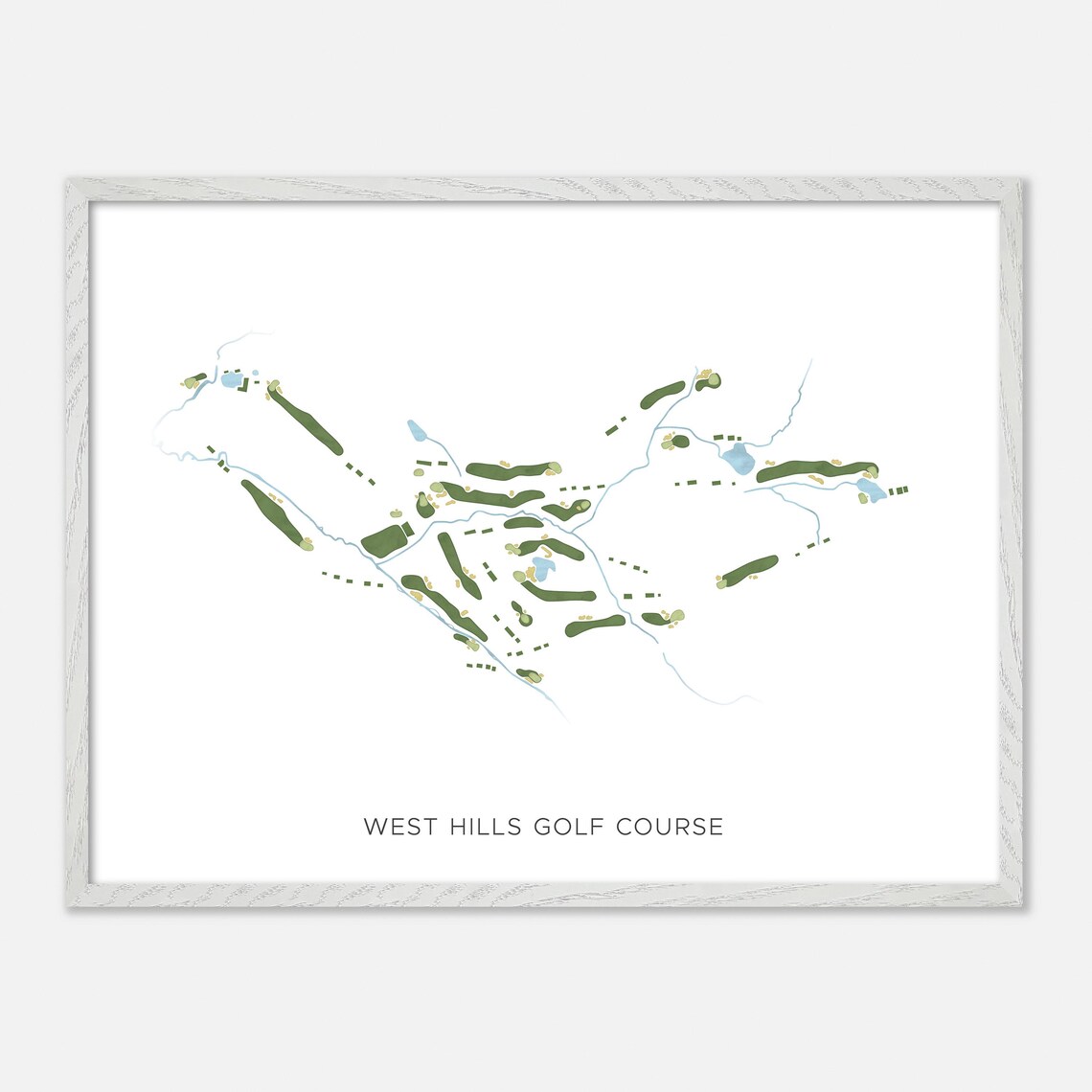 West Hills Golf Course Fredericton Canada Modern Watercolor Golf Map Poster - Image 3