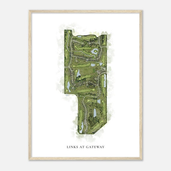 Links At Gateway Michigan Classic Watercolor Map Golfer Gift Golf Wall Art Golf Poster Print Course Layout