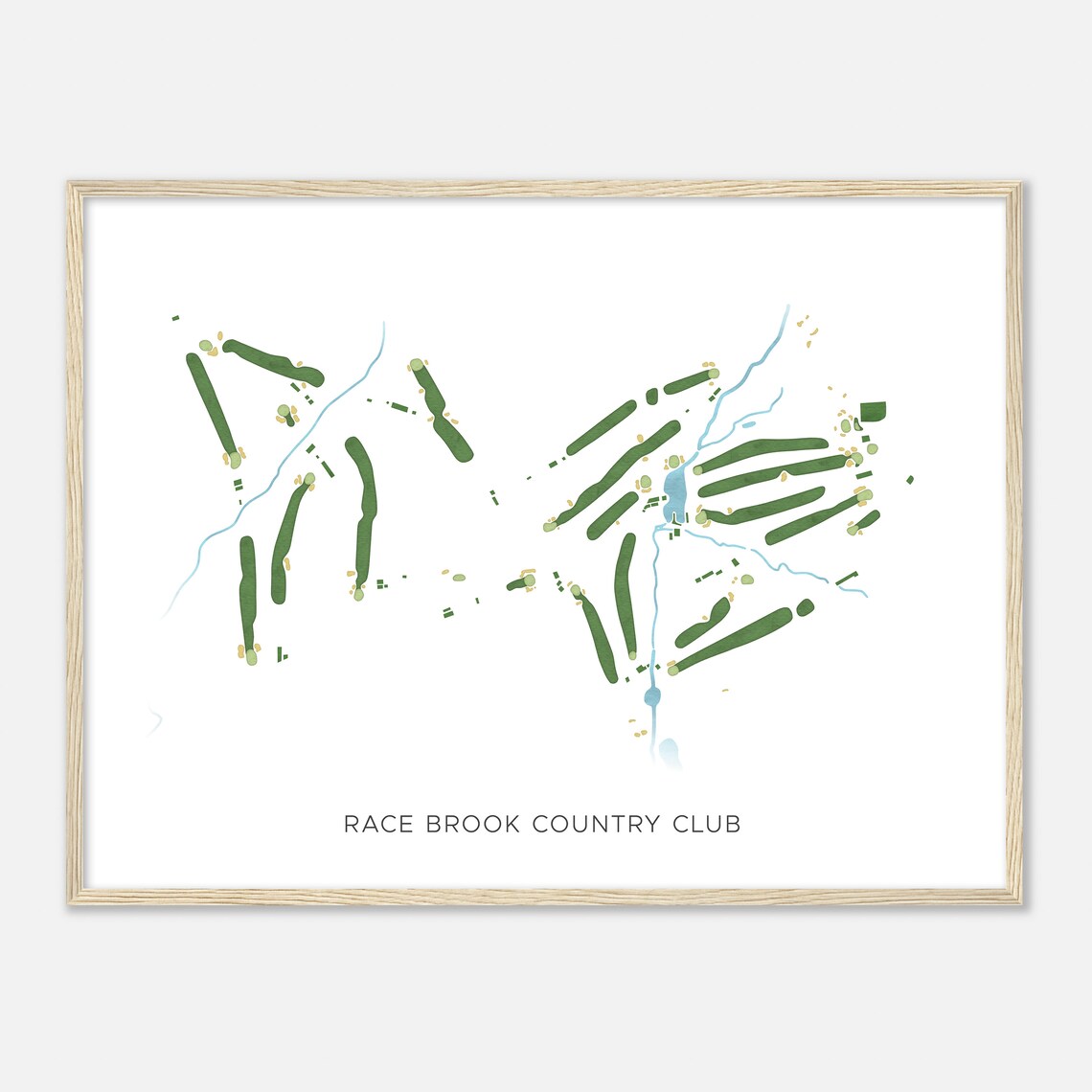 Race Brook Country Club Modern Watercolor Course Maps Poster - Image 2