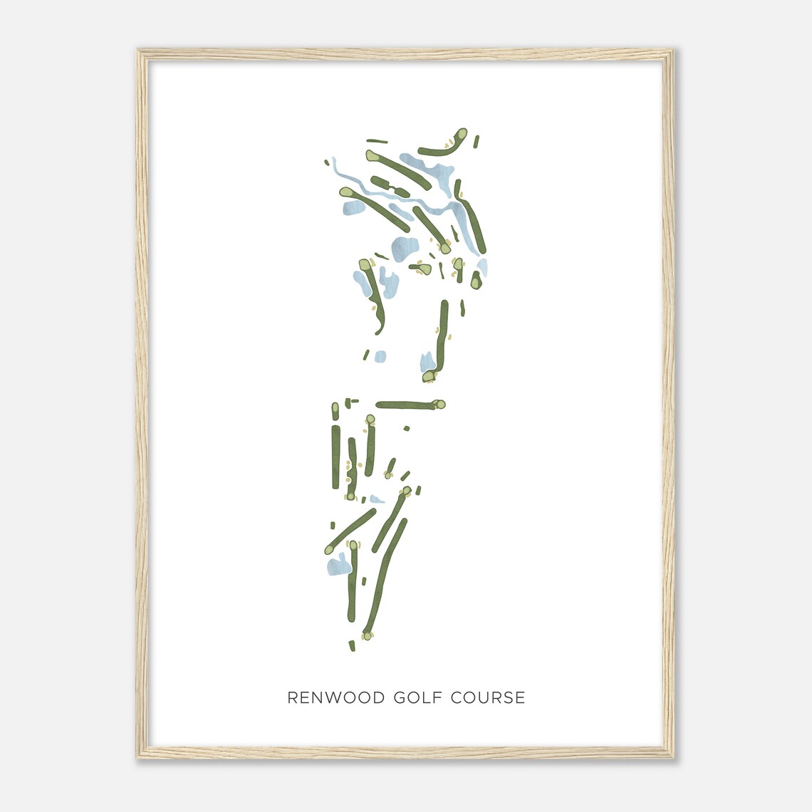 Renwood Golf Course Modern Minimalist Watercolor Golf Map Poster