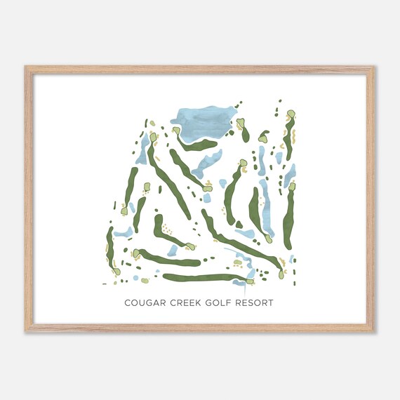 Cougar Creek Golf Resort Carvel Canada Modern Watercolor Golf Map Poster