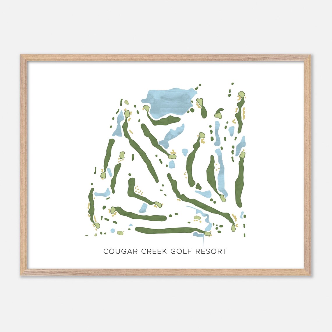 Cougar Creek Golf Resort Carvel Canada Modern Watercolor Golf Map Poster