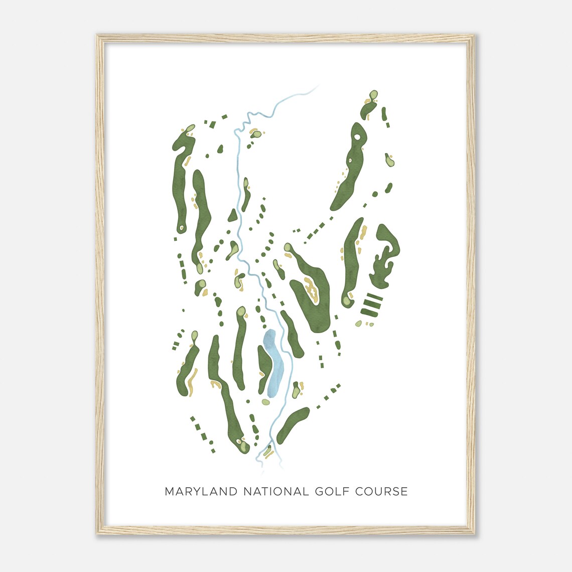 Maryland National Golf Course Maryland Modern Watercolor Course Map Poster