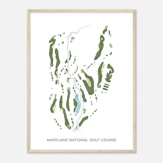 Maryland National Golf Course Maryland Modern Watercolor Course Map Poster