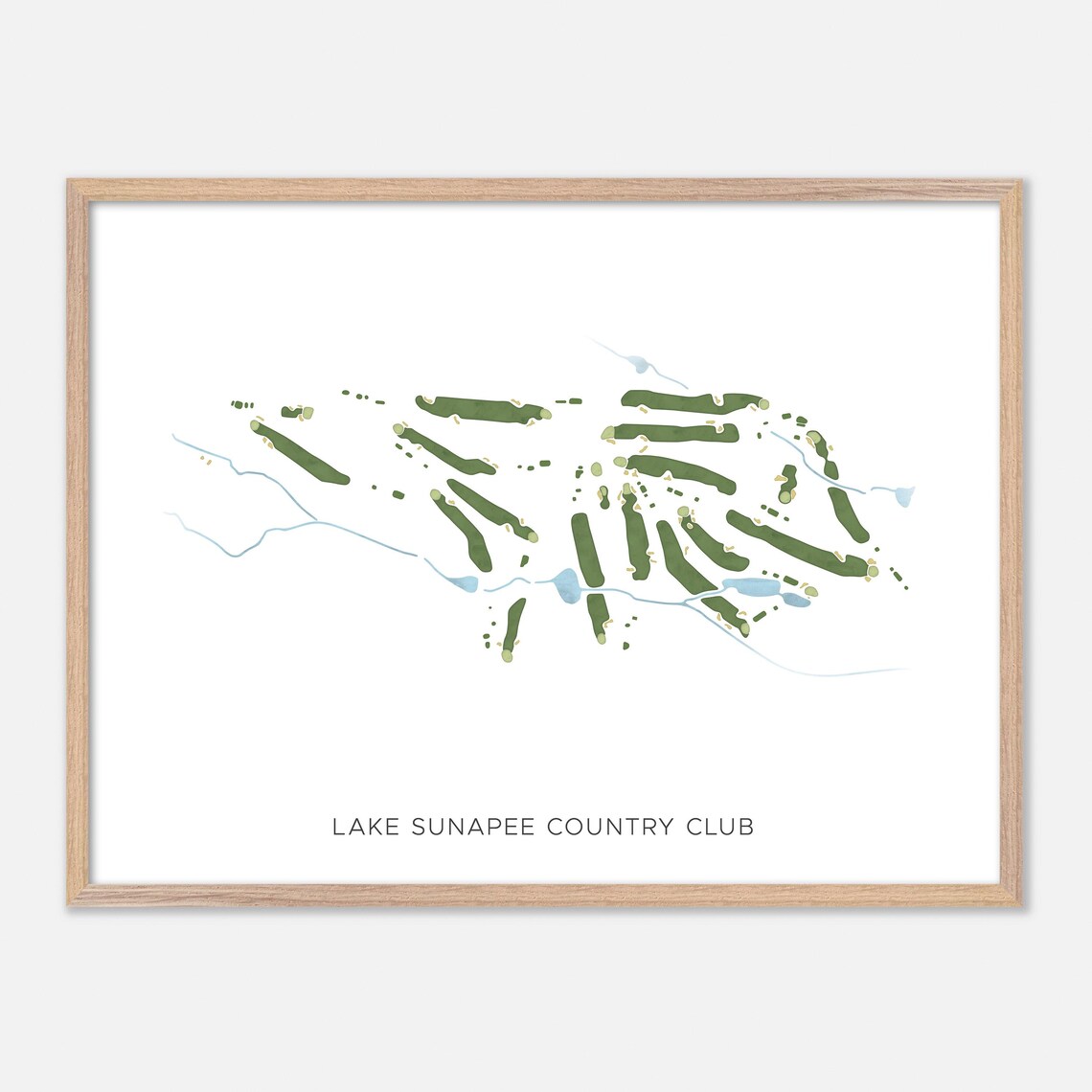 Lake Sunapee Country Club Minimalist Watercolor Course Map Poster