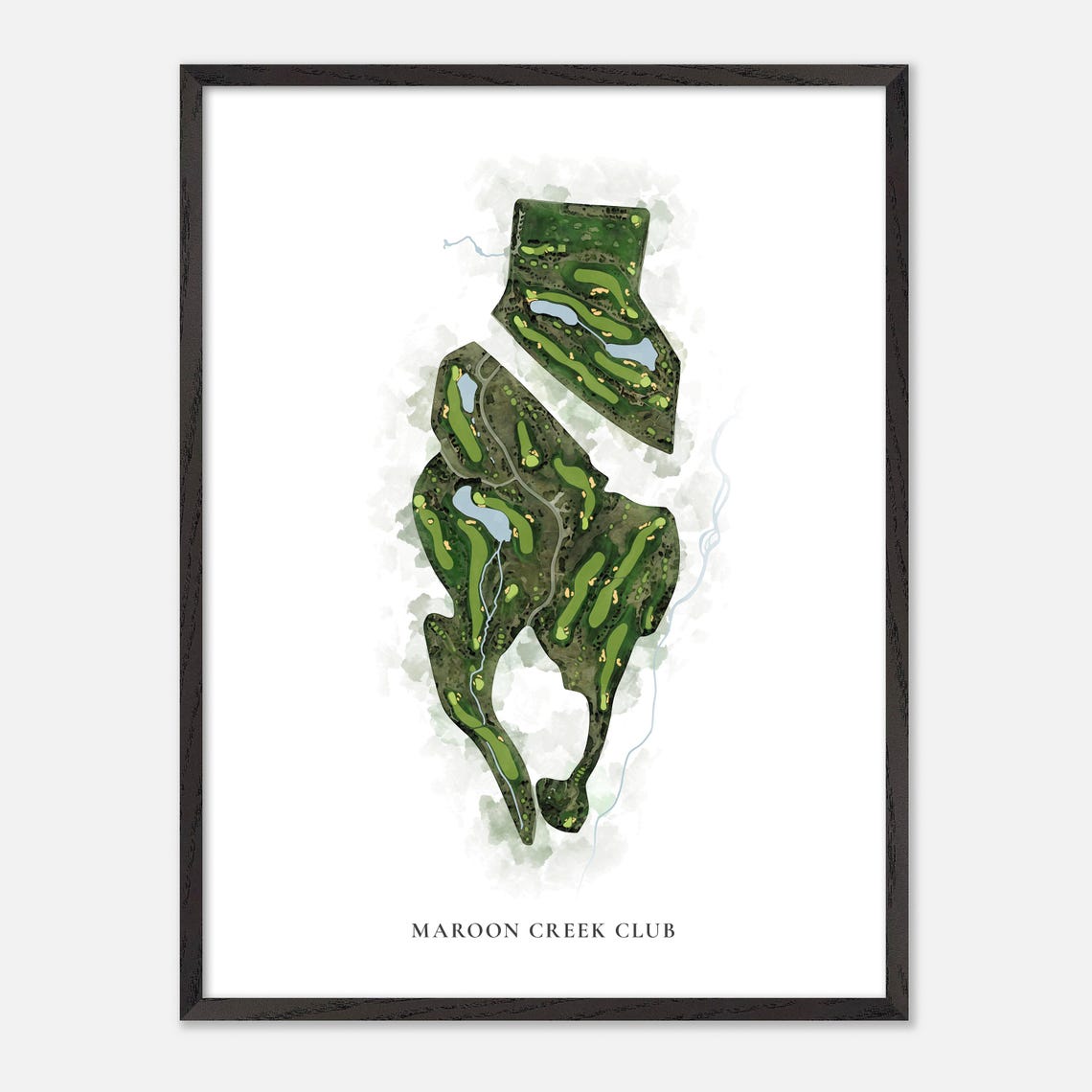 Maroon Creek Club Golf Course Classic Watercolor Fairway Map Poster - Image 3
