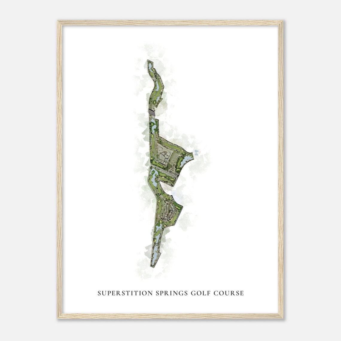 Superstition Springs Golf Course Arizona Classic Watercolor Map Poster