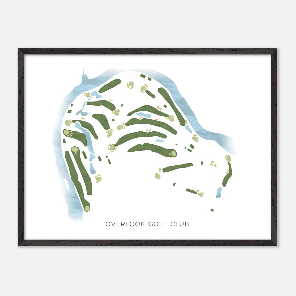 Overlook Golf Club Modern Minimalist Watercolor Course Map Poster - Image 5