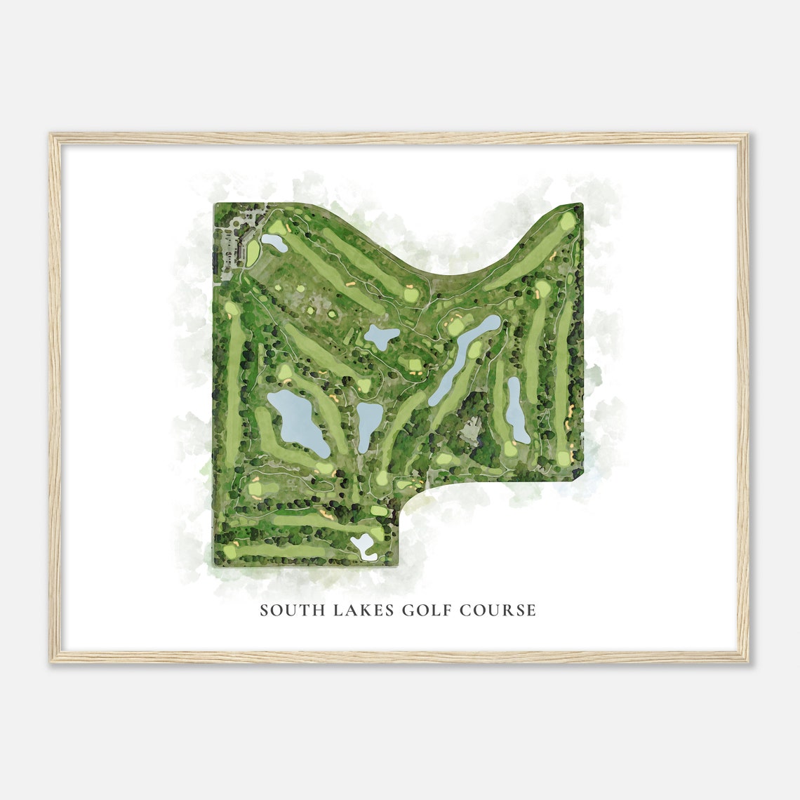 South Lakes Golf Course Oklahoma Classic Watercolor Map Poster - Image 2