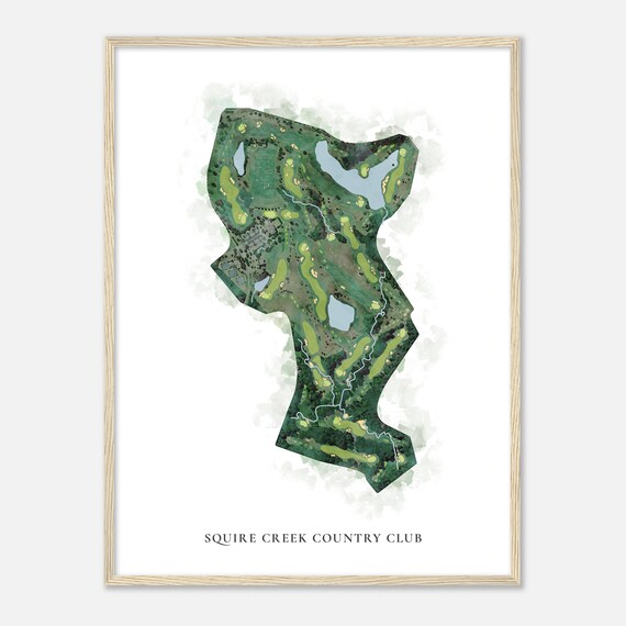 Squire Creek Country Club Louisiana Classic Watercolor Course Map Poster