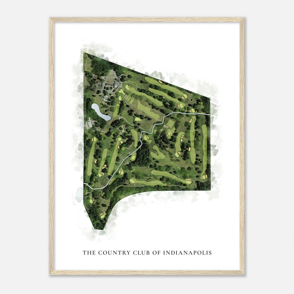 The Country Club of Indianapolis Watercolor Golf Course Map Poster