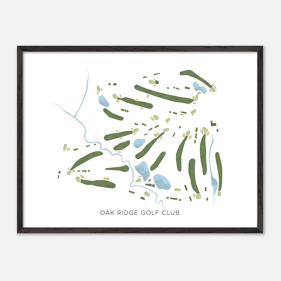 Oak Ridge Golf Club Minimalist Watercolor Creekside Map Poster - Image 5