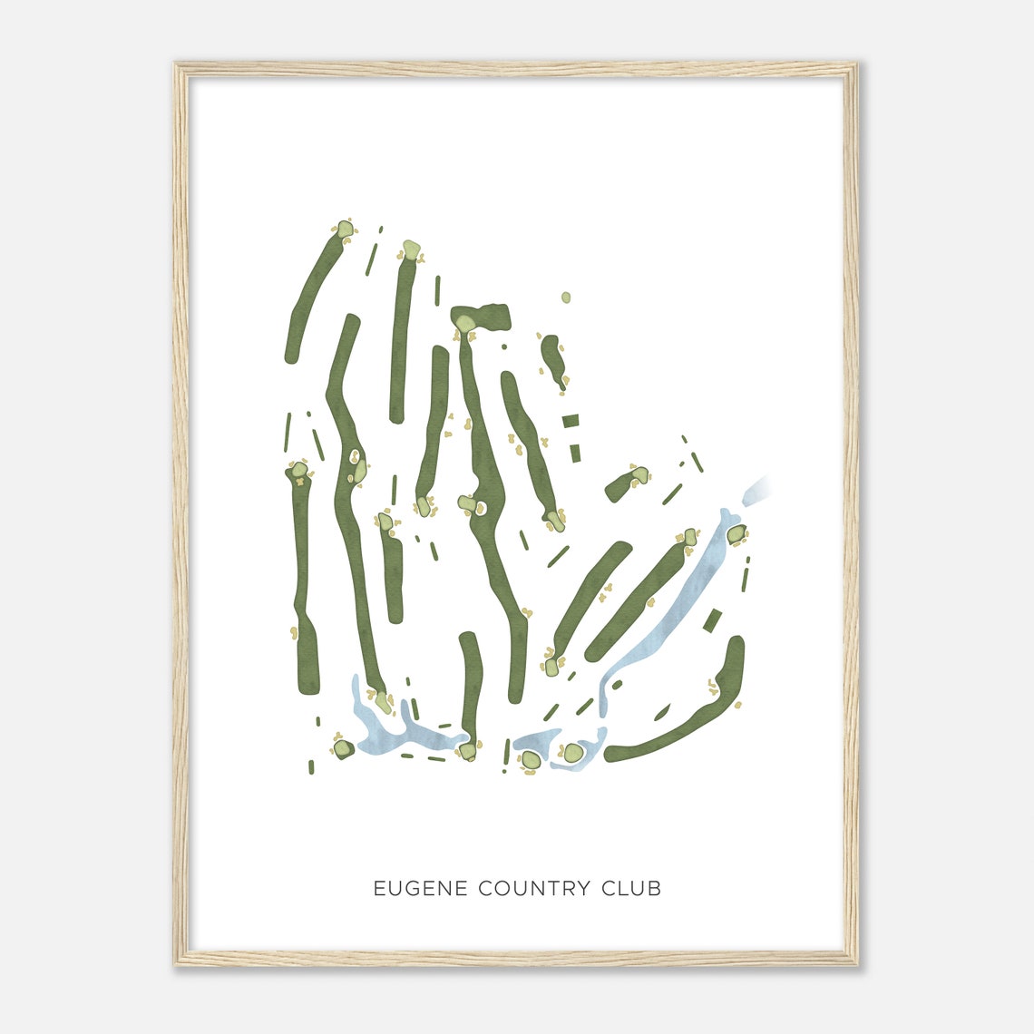 Eugene Country Club Modern Watercolor Golf Course Map Poster