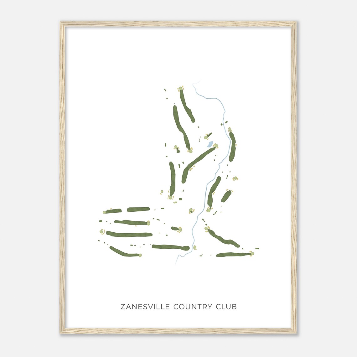 Zanesville Country Club Minimalist Golf Map Art Print Gift For Golfers